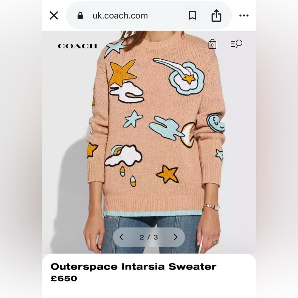 COACH Outerspace Intarsia Crewneck Sweater - Picture 8 of 8
